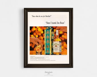 1960s Bourbon Ad Print, Vintage Bar Wall Art, Retro Liquor Decor, Mid-Century Drink Poster, Christmas Cocktail Ad