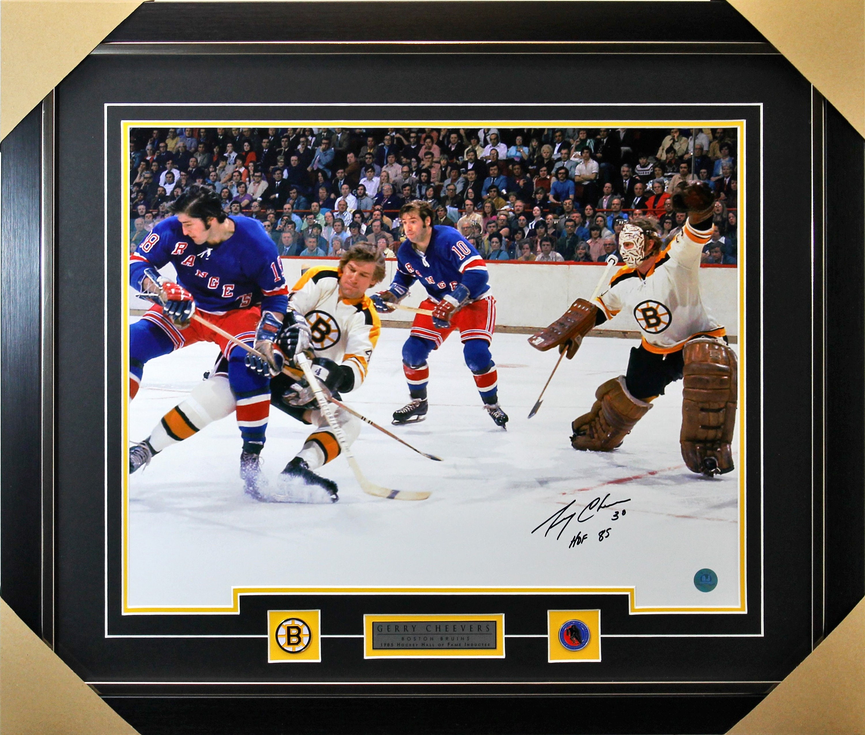 Gerry Cheevers Signed Boston Bruins Mini Hockey Goalie Mask w/HOF'85