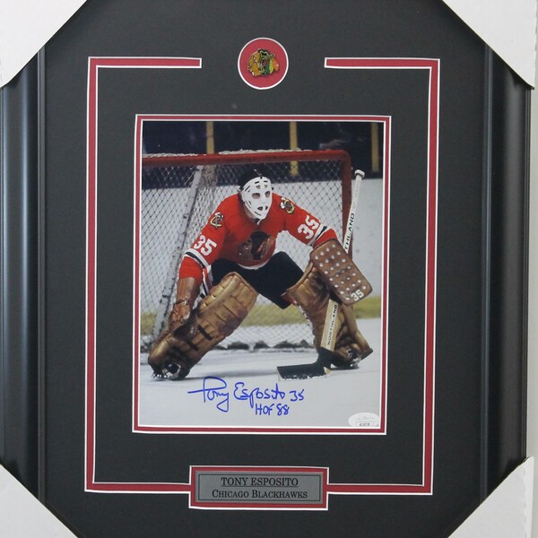 Tony Esposito signed autograph Chicago Black Hawks 8x10 framed