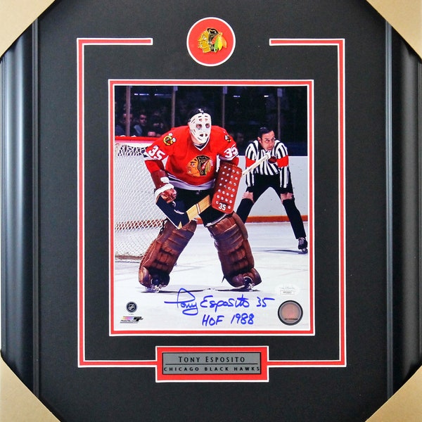 Tony Esposito signed autograph Chicago Black Hawks 8x10 framed