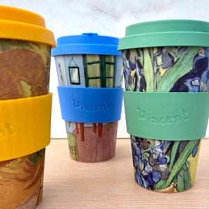 Premium Reusable Coffee Cup for Travel To Go 12oz, Takeaway Bamboo Mug  with Lid & Spill Stopper, Plastic & BPA Free, Dishwasher Safe Portable  Eco Cup, Organic Bamboo Fiber