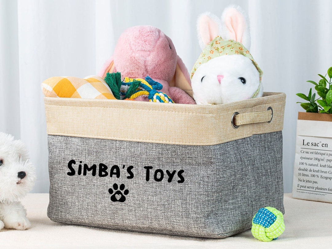 Personalized Dog Storage Basket Burlap Dog Toy Bin Custom Etsy