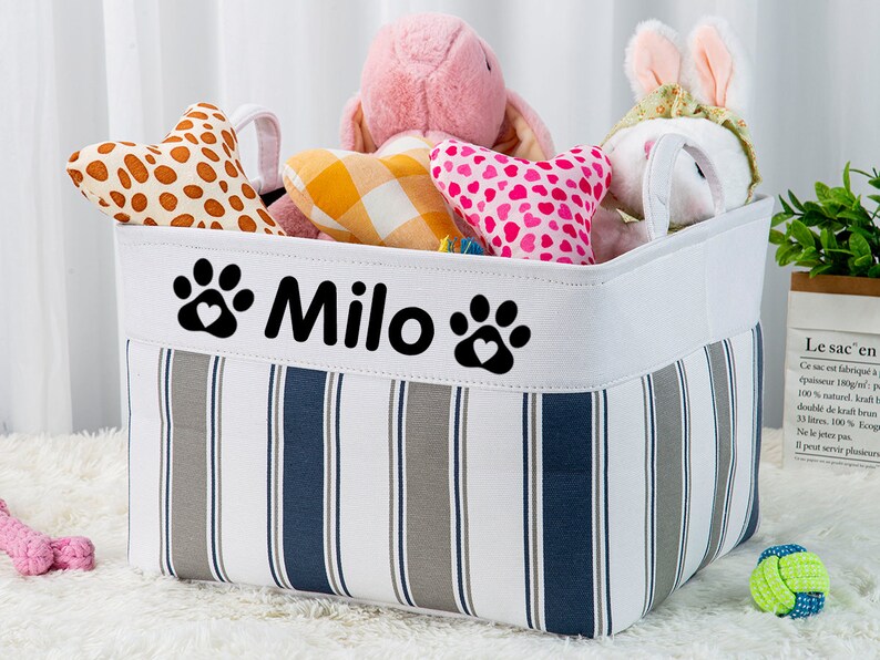 Personalized Dog Toy Basket Custom Dog Toy Storage Burlap Etsy