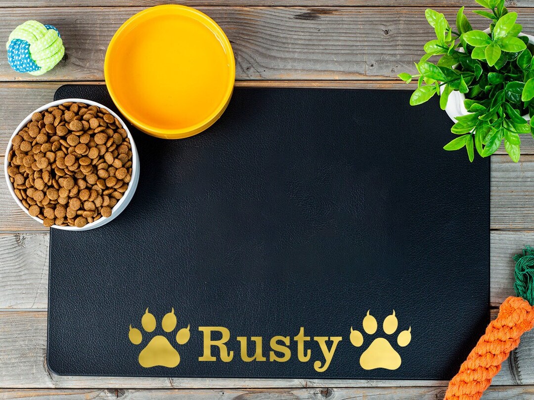 Personalized Dog Placemat Custom Dog Food Mat, Leather Dog Feeding Mat