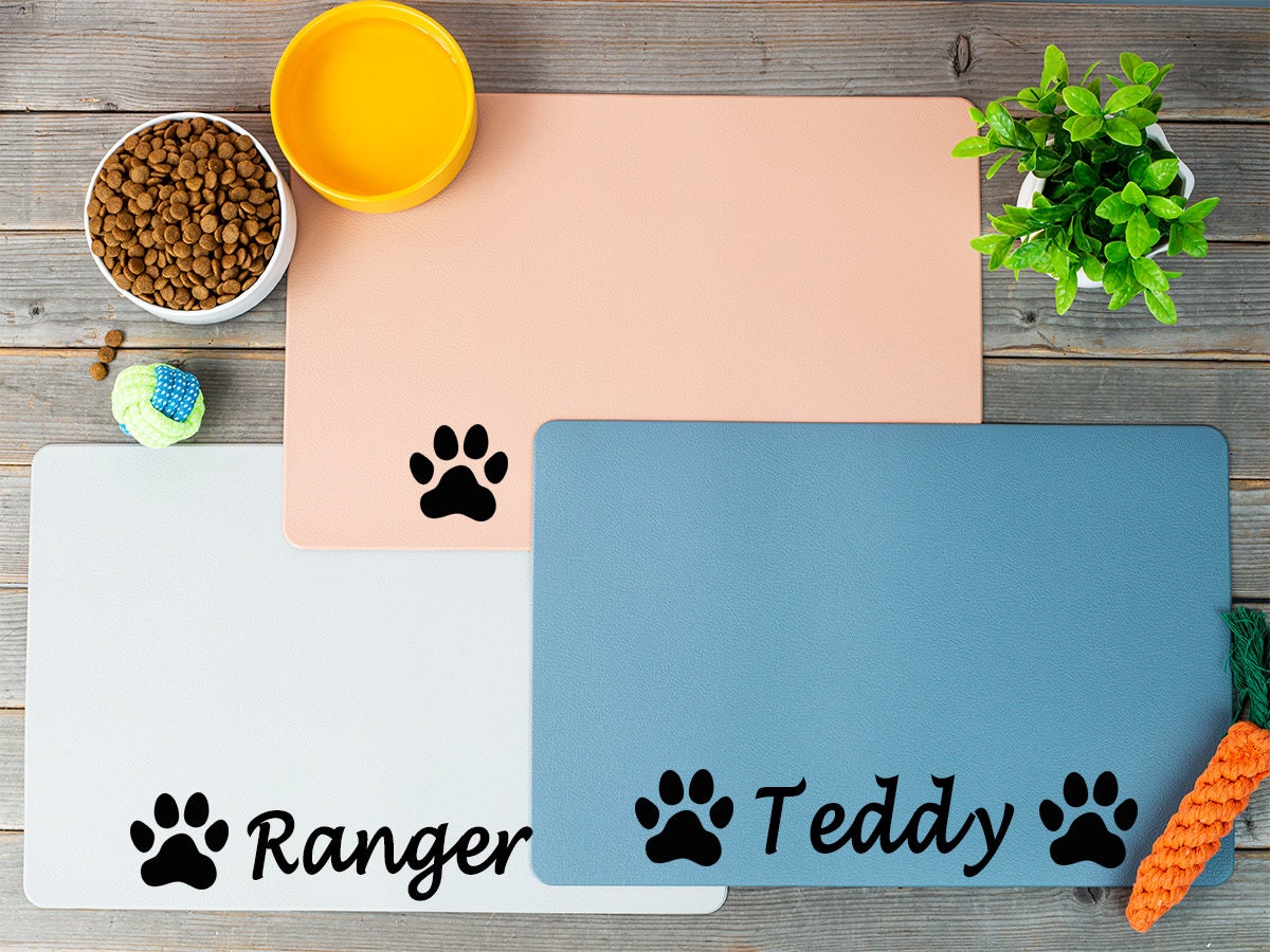 Farmhouse Style Personalized Dog Food Mat