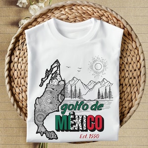 Camiseta unisex de Mandela del Golfo de México, camisetas del Golfo de México, regalo del orgullo mexicano, playas del golfo, costa del golfo, camiseta con el arte de Mandela, orgullo mexicano
