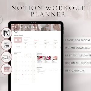 Notion Fitness Planner Template | Digital Workout Planner | Weight Loss Tracker | Wellness Planner | Workout Calendar | Notion Workout Log