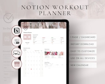 Notion Workout Planner Template: Digital Fitness & Wellness Tracker (PDF)