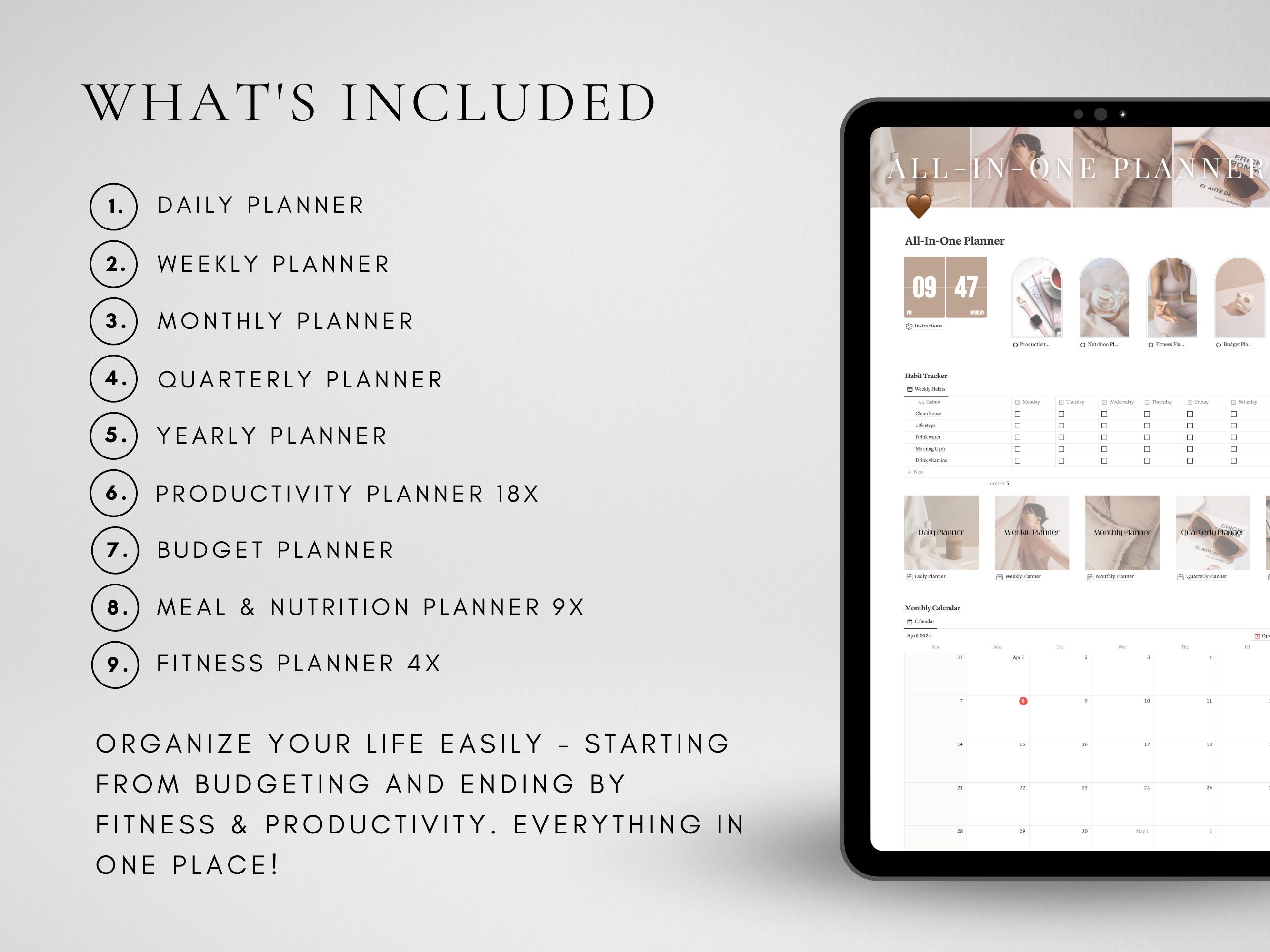 All in One Notion Life Dashboard 2024 Notion Digital Planner Template ...