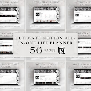 All in One Notion Planner Template | Notion Life Planner | Adhd Notion Planner | Aesthetic Digital Notion Template for Productivity Goals