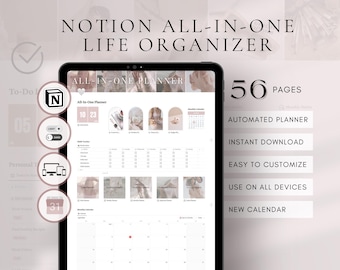 Notion All-In-One Life Planner | Digital Template (PDF)