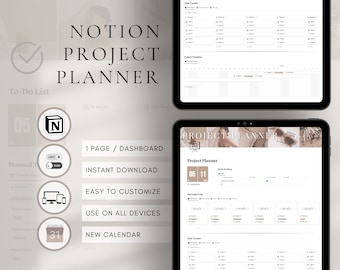 Notion Project Planner Template | Digital Project Tracker (PDF)