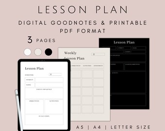 Digital Weekly Lesson Plan, GoodNote Teacher Planner 2022-2023, Printable Teaching Plan Kit, Lesson Plan Book, PDF A5, A4, Lesson Schedule