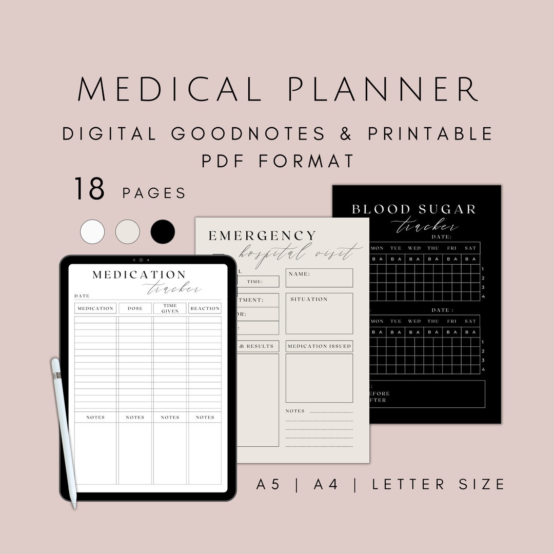 Medical Planner Digital Goodnotes Printable Medication Tracker Medical