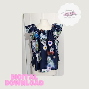 Ruffle Top Sewing Pattern- Draft your own Ruffle Top- Ruffle Dress Sewing Pattern- Sew your own Ruffle Top/Dress