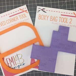 Beginners Bag Making Boxy Bag Tool 2 and XL Curve corner tool set Bag Making Rulers Sewing Rulers Sewing Set