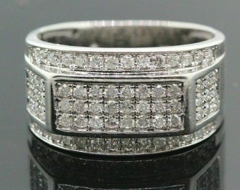 Men's Wedding Diamond Ring, Men's Hip Hop Engagement Ring, 2.2 Ct Round Diamond Ring, 14K White Gold, Men's Diamond Ring, Gifts For Him