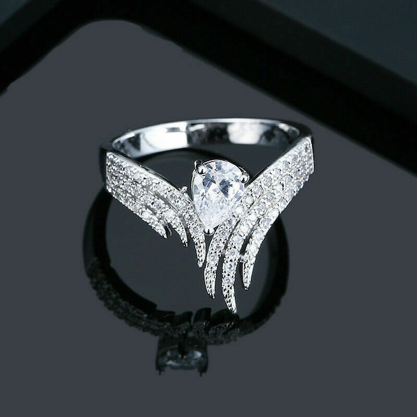 14K witgouden ring, 1,5 ct Pear Cut Diamond Ring, voorstel ring, cadeau voor haar, verlovingsring, jubileumring, belofte ring, trouwring
