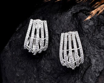 Women's Earring, Engagement Earrings, Wedding Gift Earrings, Stud Diamond Earring, 2Ct Simulated Diamond, 14K White Gold, Daily Wear Earring