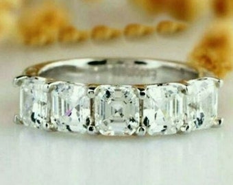 Proporre anello di fidanzamento, regalo per la mamma, anello con diamante taglio Asscher da 1,68 ct, oro bianco 14K, anello per anniversario di matrimonio per donne, anello di promessa