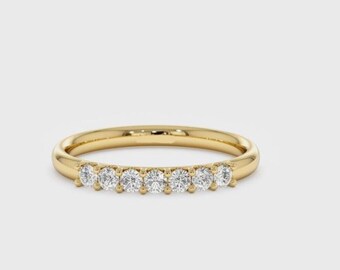 Minimalistischer Ehering Ring, 14K Gelbgold vergoldet, 1 Ct Rundschliff Diamant, Verlobungsring für Frauen, Stapeln Versprechen Ring, kundenspezifischer Ring