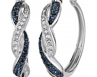 Wedding Earring, Diamond Earrings, Engagement Earrings, Sappire Diamond Earrnig, 14K White Gold, CrissCross Earrings, 2Ct Round Cut Diamond