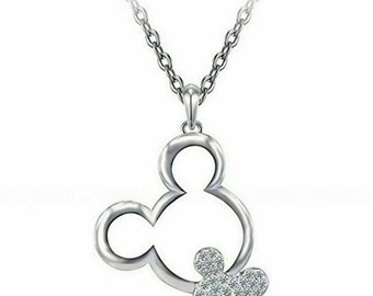 Women Wedding Gift Necklace, Mouse Shape Diamond Necklace, 14K White Gold, 1.7ct Pendant Without Chain, Round Cut Diamond, Stylist Necklace