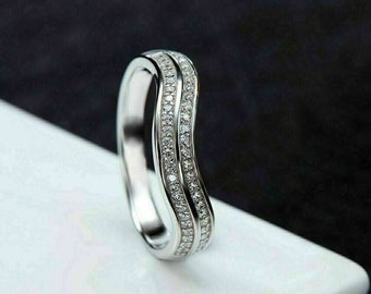 Halbe Ewigkeit Diamant Band, Hochzeitsring, runder Diamant 1,7 Karat, 14K Weißgold, Verlobungsring Diamant, kleine Brautjungfer Geschenke, Geschenk für Frauen