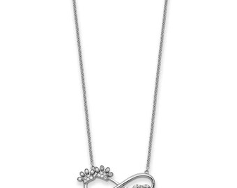 Women Wedding Gift Necklace, Infinity Shape Diamond Necklace, 14K White Gold, 1.5ct Pendant With Chain, Round Cut Diamond, Stylist Necklace