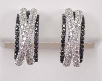 Women's Earrings, Engagement Diamond Earrings, Wedding Earrings, CrossOver Fine Earrings, 2Ct Simulated Black, Stud Earrings, 14K White Gold