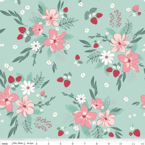 Berry Market Main Mint C15740 by Beverly McCullough for Riley Blake Designs - 1 Yard Cuts