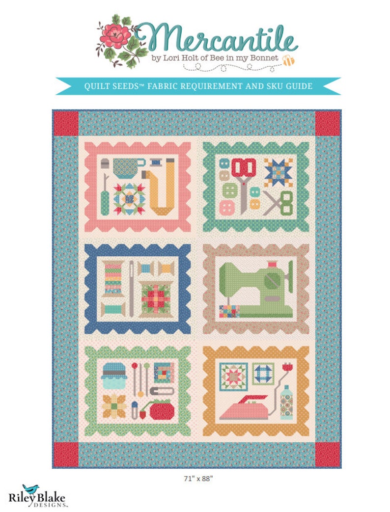Lori Holt Mercantile Quilt Seeds™ Pattern Scissors & Buttons PAPER
