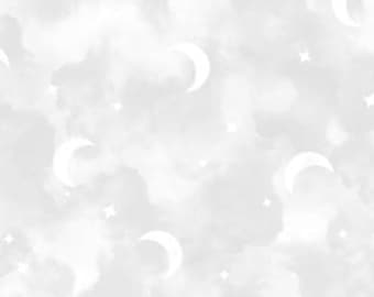 Honey Bunny Collection by Maywood Studios - Clouds And Moons - Light Grey - 1-yard cuts