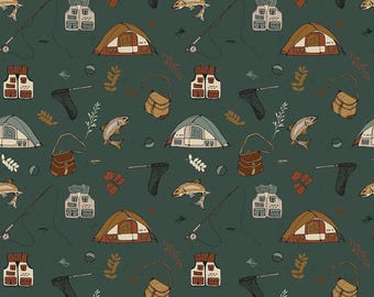 Let's Wander Gone Fishing Forest - 1 Yard Cuts