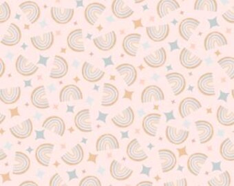 Honey Bunny Collection by Maywood Studios - Rainbows - Light Pink- 1-yard cuts