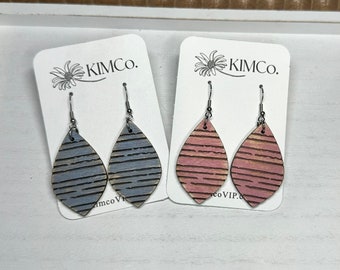 Stripe Boho Wood Earrings