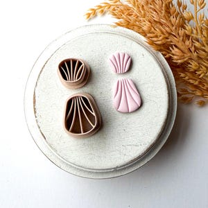 Cortador de arcilla con forma de gota de concha en relieve, cortador de pendientes de arcilla, cortadores de arcilla polimérica, cortadores de joyería de arcilla, cortador de arcilla impreso en 3D, herramienta para arcilla polimérica