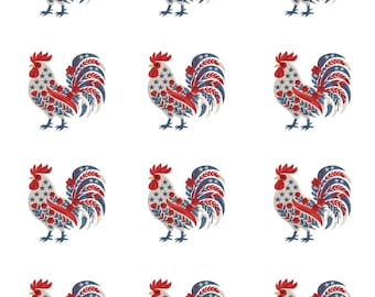 Patriotic Rooster Clay Transfer Paper, Image Transfer Design for Earrings, Water Soluble Transfer Paper for Polymer Clay