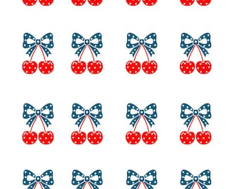 Patriotic Cherries Clay Transfer Paper, Image Transfer Design for Earrings, Water Soluble Transfer Paper for Polymer Clay