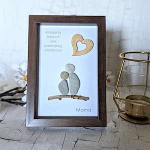 Kiezelschilderij &quot;Mama&quot;, &quot;Papa&quot;, personaliseerbaar, stenen schilderij, kiezelkunst, speciaal cadeau, decoratie, Moederdag, Vaderdag, verjaardag
