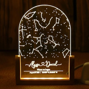 Aangepast sterrenbeeld sterrenkaart nachtlampje - gepersonaliseerd verjaardagscadeau - cadeau voor hem / haar - cadeau voor man / vrouw - aangepaste nachtelijke hemel