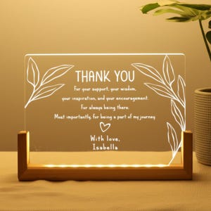 Custom Thank You Acrylic Sign, Custom Message Light Plaque for Retirement, Promotion, Support Gift or Corporate, Thank You Gift for Doctor