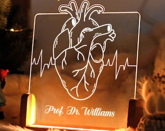 Heart Surgeon Personalized 3D Lamp - Unique Doctor Gift - Heart Surgery Gift - Customized Gifts for Heart Doctor - Cardiologist Gift Ideas