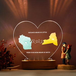Regalos personalizados para mamá - Impresión de mapas de larga distancia - Regalo para madre e hija - Regalo de los niños - Regalo del día de la madre de los niños - Mamá personalizable