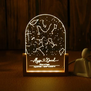 Veilleuse personnalisée constellation constellation - cadeau d'anniversaire personnalisé - cadeau pour lui/elle - cadeau pour mari/femme - ciel nocturne personnalisé
