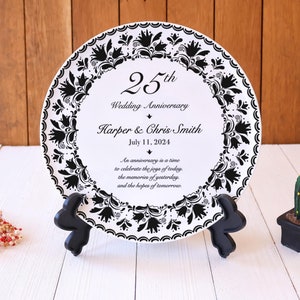 Personalised 25th Wedding Anniversary Gift - 25th Anniversary Gift for Husband Wife Parents - Silver Anniversary Platter - Anniversary Gifts