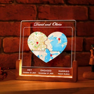 Drei Lagen Herz Puzzle Kartendruck - Individuelles Geschenk für die Braut - Hochzeitsgeschenk - Hochzeitsgeschenk - Geschenk für Verlobte - Verlobte Paare