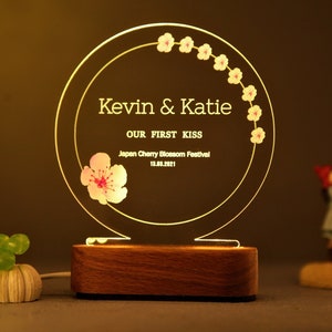 Luz de noche personalizada como regalo de San Valentín, regalo del primer aniversario, regalos de compromiso, regalo romántico para parejas, regalos de boda para esposa