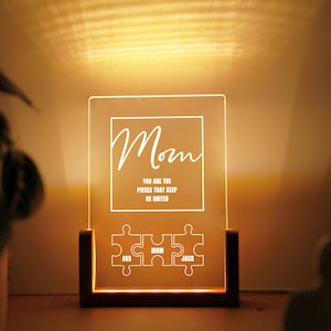 Custom Mothers Day Puzzle Night Light - Personalized Gift for Mom - Mom Gift from Kids - Present for Mother - Custom Mom Gift from Daughter
