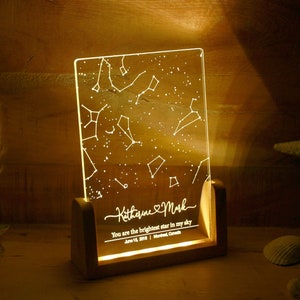 Lampe graphique de la constellation personnalisée - Cadeau carte des étoiles sur veilleuse - Cadeau pour petit ami / petite amie - Cadeau carte du ciel pour les couples